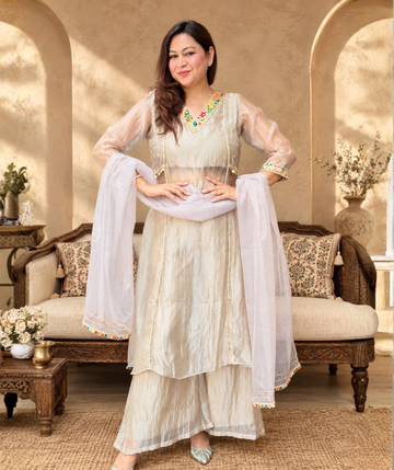 Chandni – Elegant Ivory Embroidered Suit Set