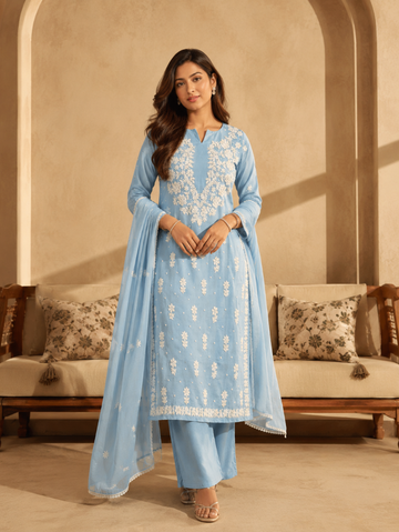 Aasma Chikankari Style Suit Set with Dupatta (3-Piece Set)