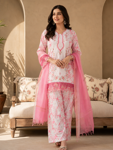 Floral Printed Suit Set with Dupatta (3-Piece Set)