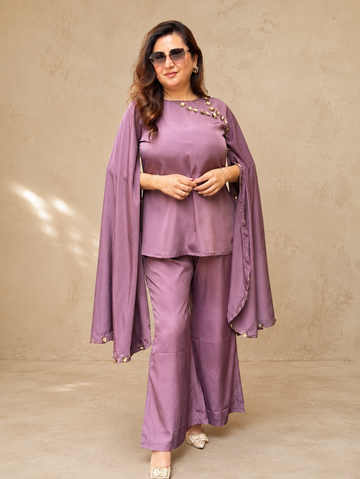 Nooré Orchid Luxe Co-Ord Set with Cape