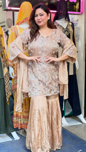 Glamorous Sequin Embroidered Sharara Set with Dupatta