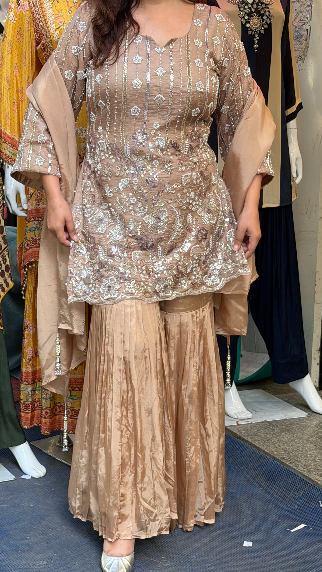 Glamorous Sequin Embroidered Sharara Set with Dupatta